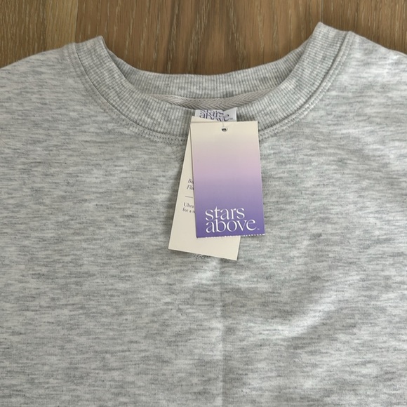 Target Stars Above Gray Lounge Set Matching Shorts Sweatshirt Pajama Soft Fleece - Picture 2 of 8